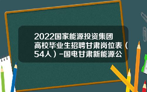 2022国家能源投资集团高校毕业生招聘甘肃岗位表（54人）-国电甘肃新能源公司