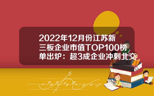2022年12月份江苏新三板企业市值TOP100榜单出炉：超3成企业冲刺北交所-新三板上市主要公司