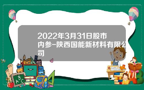 2022年3月31日股市内参-陕西国能新材料有限公司