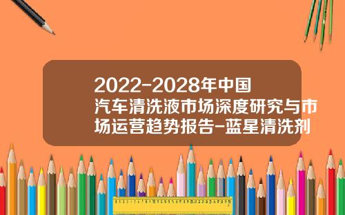 2022-2028年中国汽车清洗液市场深度研究与市场运营趋势报告-蓝星清洗剂股份有限公司