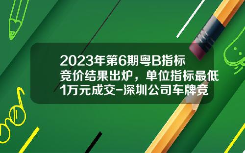 2023年第6期粤B指标竞价结果出炉，单位指标最低1万元成交-深圳公司车牌竞拍【新闻】