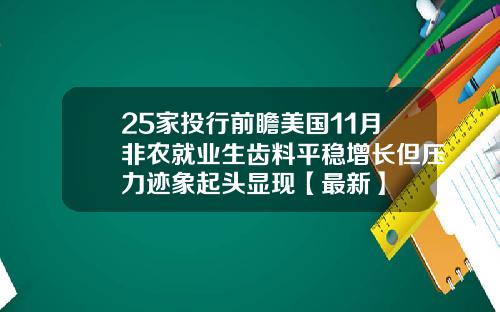 25家投行前瞻美国11月非农就业生齿料平稳增长但压力迹象起头显现【最新】