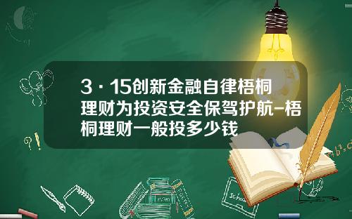 3·15创新金融自律梧桐理财为投资安全保驾护航-梧桐理财一般投多少钱