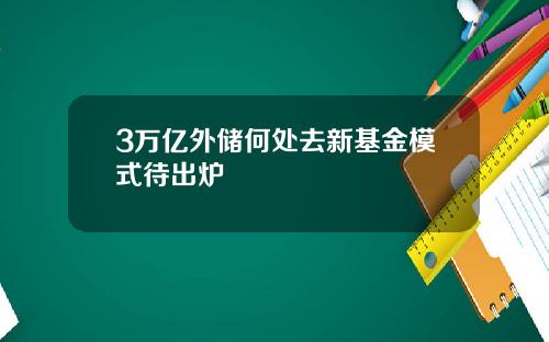 3万亿外储何处去新基金模式待出炉
