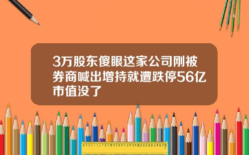 3万股东傻眼这家公司刚被券商喊出增持就遭跌停56亿市值没了