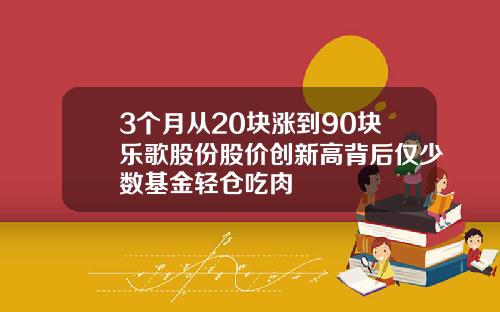 3个月从20块涨到90块乐歌股份股价创新高背后仅少数基金轻仓吃肉