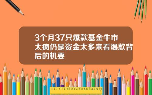 3个月37只爆款基金牛市太疯仍是资金太多来看爆款背后的机要