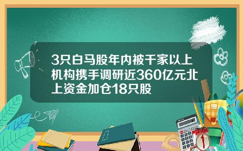 3只白马股年内被千家以上机构携手调研近360亿元北上资金加仓18只股