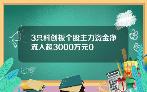 3只科创板个股主力资金净流入超3000万元0