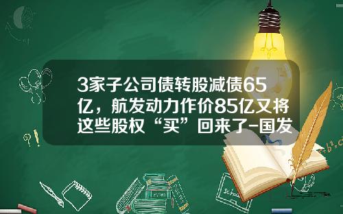 3家子公司债转股减债65亿，航发动力作价85亿又将这些股权“买”回来了-国发基金