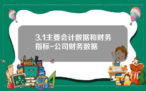 3.1主要会计数据和财务指标-公司财务数据
