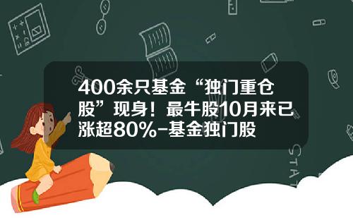 400余只基金“独门重仓股”现身！最牛股10月来已涨超80%-基金独门股