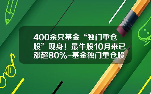 400余只基金“独门重仓股”现身！最牛股10月来已涨超80%-基金独门重仓股