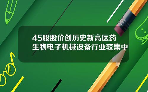 45股股价创历史新高医药生物电子机械设备行业较集中