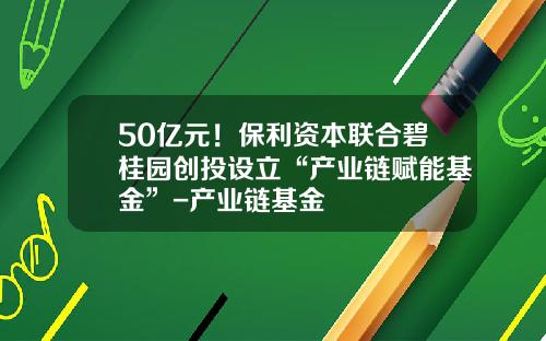 50亿元！保利资本联合碧桂园创投设立“产业链赋能基金”-产业链基金