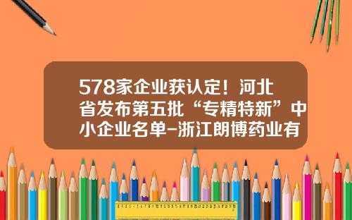 578家企业获认定！河北省发布第五批“专精特新”中小企业名单-浙江朗博药业有限公司