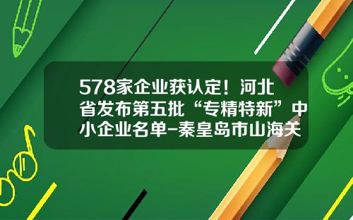 578家企业获认定！河北省发布第五批“专精特新”中小企业名单-秦皇岛市山海关药业有限责任公司