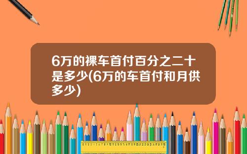 6万的裸车首付百分之二十是多少(6万的车首付和月供多少)