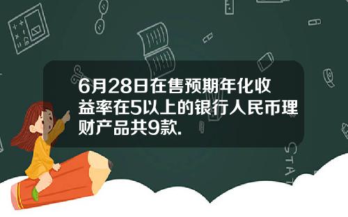 6月28日在售预期年化收益率在5以上的银行人民币理财产品共9款.