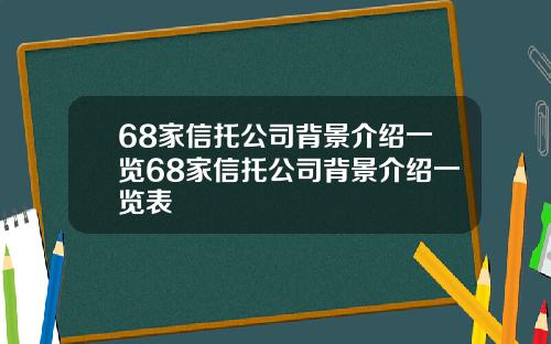 68家信托公司背景介绍一览68家信托公司背景介绍一览表
