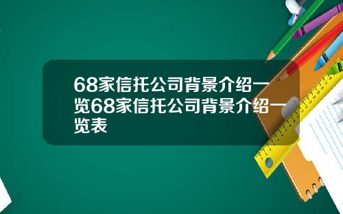 68家信托公司背景介绍一览68家信托公司背景介绍一览表