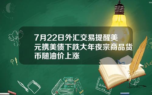 7月22日外汇交易提醒美元携美债下跌大年夜宗商品货币随油价上涨