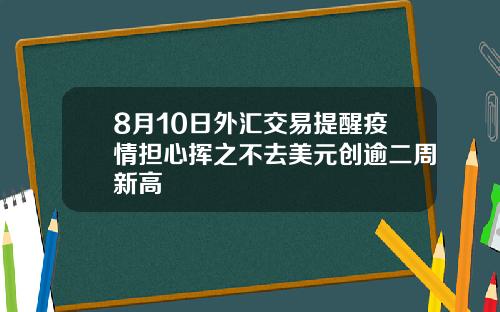 8月10日外汇交易提醒疫情担心挥之不去美元创逾二周新高