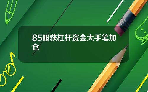 85股获杠杆资金大手笔加仓