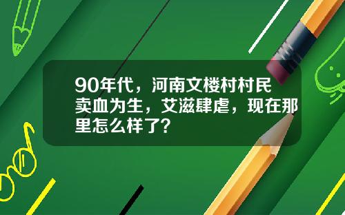 90年代，河南文楼村村民卖血为生，艾滋肆虐，现在那里怎么样了？