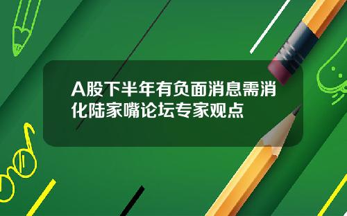 A股下半年有负面消息需消化陆家嘴论坛专家观点