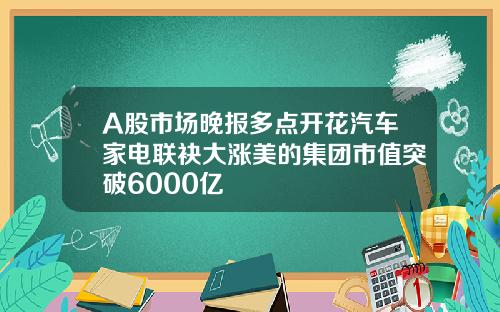 A股市场晚报多点开花汽车家电联袂大涨美的集团市值突破6000亿