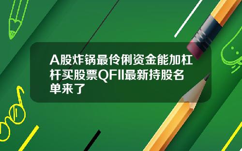 A股炸锅最伶俐资金能加杠杆买股票QFII最新持股名单来了