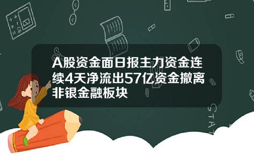 A股资金面日报主力资金连续4天净流出57亿资金撤离非银金融板块