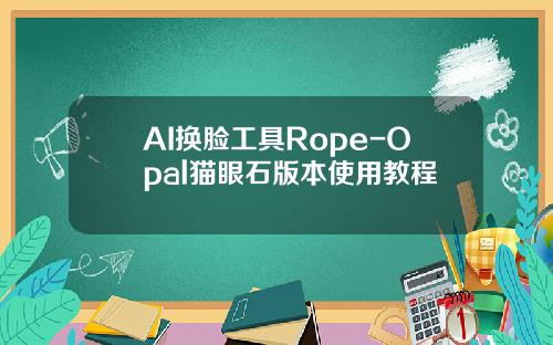 AI换脸工具Rope-Opal猫眼石版本使用教程