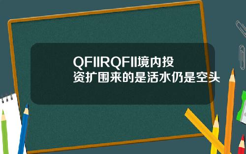 QFIIRQFII境内投资扩围来的是活水仍是空头