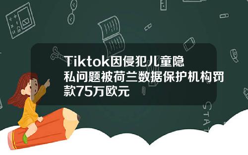 Tiktok因侵犯儿童隐私问题被荷兰数据保护机构罚款75万欧元