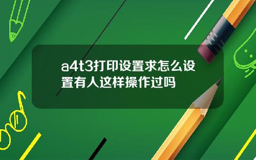 a4t3打印设置求怎么设置有人这样操作过吗