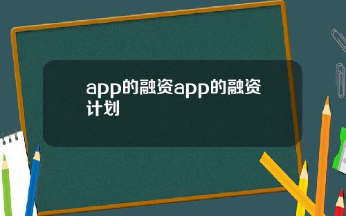 app的融资app的融资计划