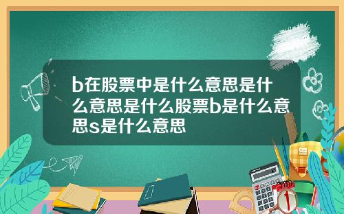 b在股票中是什么意思是什么意思是什么股票b是什么意思s是什么意思