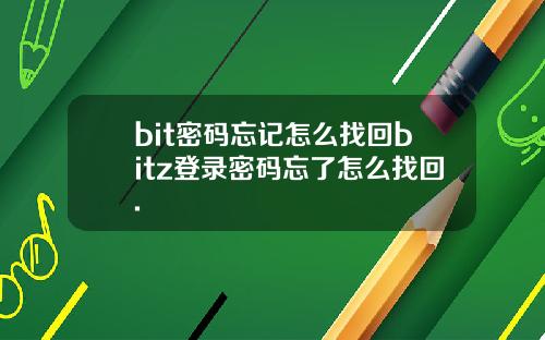 bit密码忘记怎么找回bitz登录密码忘了怎么找回.