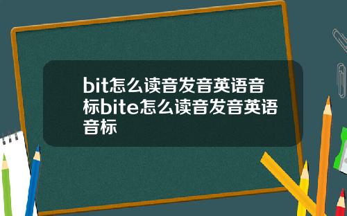 bit怎么读音发音英语音标bite怎么读音发音英语音标
