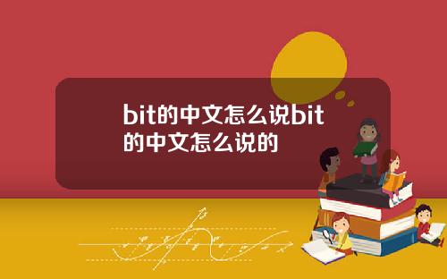 bit的中文怎么说bit的中文怎么说的
