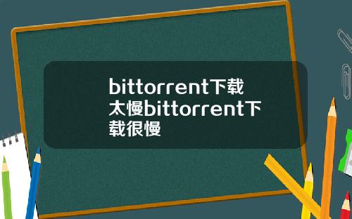 bittorrent下载太慢bittorrent下载很慢
