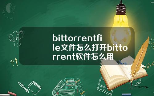 bittorrentfile文件怎么打开bittorrent软件怎么用
