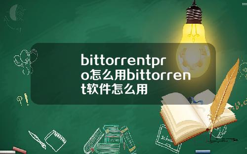bittorrentpro怎么用bittorrent软件怎么用