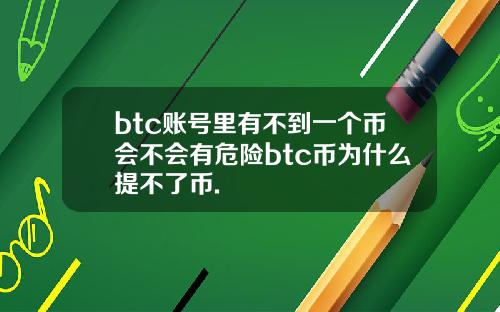 btc账号里有不到一个币会不会有危险btc币为什么提不了币.