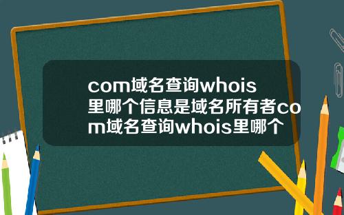 com域名查询whois里哪个信息是域名所有者com域名查询whois里哪个信息是域名所有者