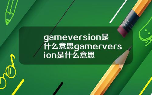 gameversion是什么意思gamerversion是什么意思