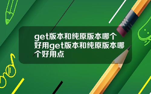 get版本和纯原版本哪个好用get版本和纯原版本哪个好用点