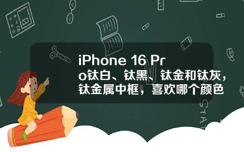 iPhone 16 Pro钛白、钛黑、钛金和钛灰，钛金属中框，喜欢哪个颜色